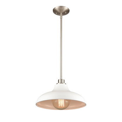 Atlas Lighting Grenville 13in 1-Light Pendant | White and Brushed Nickel Metal | Kitchen Island & Dining Room | 13 x 13 x 13 in | Model CL11774-WH