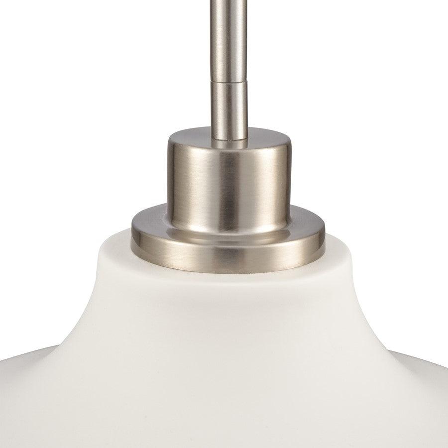 Atlas Lighting Grenville 13in 1-Light Pendant | White and Brushed Nickel Metal | Kitchen Island & Dining Room | 13 x 13 x 13 in | Model CL11774-WH