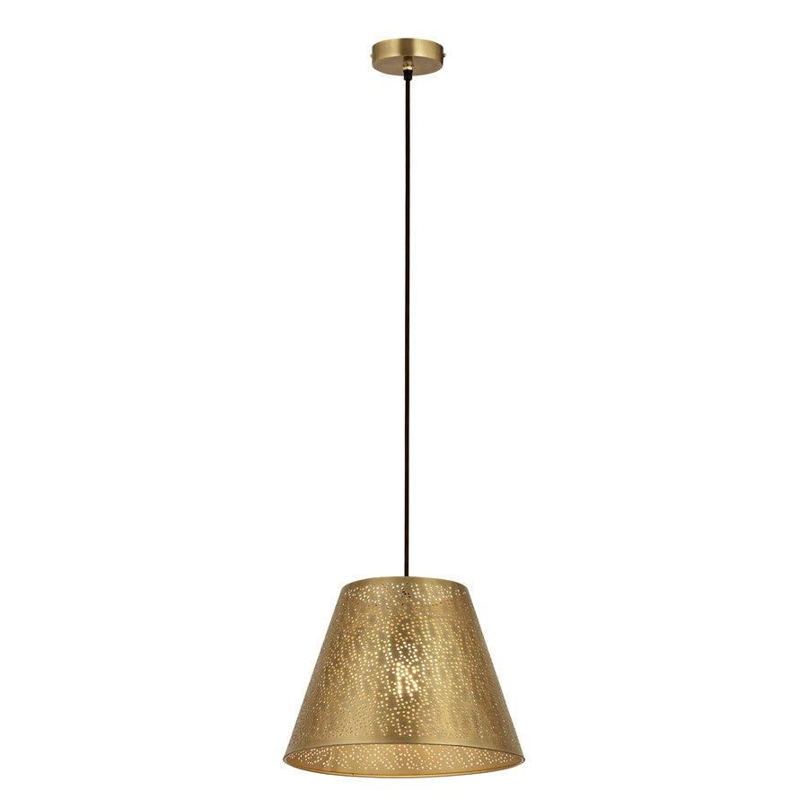 Atlas Lighting Hargen 15in 1-Light Pendant | Transitional Antique Brass and Gold Metal | Kitchen Island & Dining Room | Model CL11775-BS