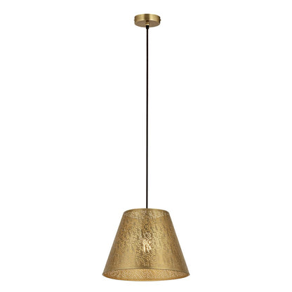 Atlas Lighting Hargen 15in 1-Light Pendant | Transitional Antique Brass and Gold Metal | Kitchen Island & Dining Room | Model CL11775-BS