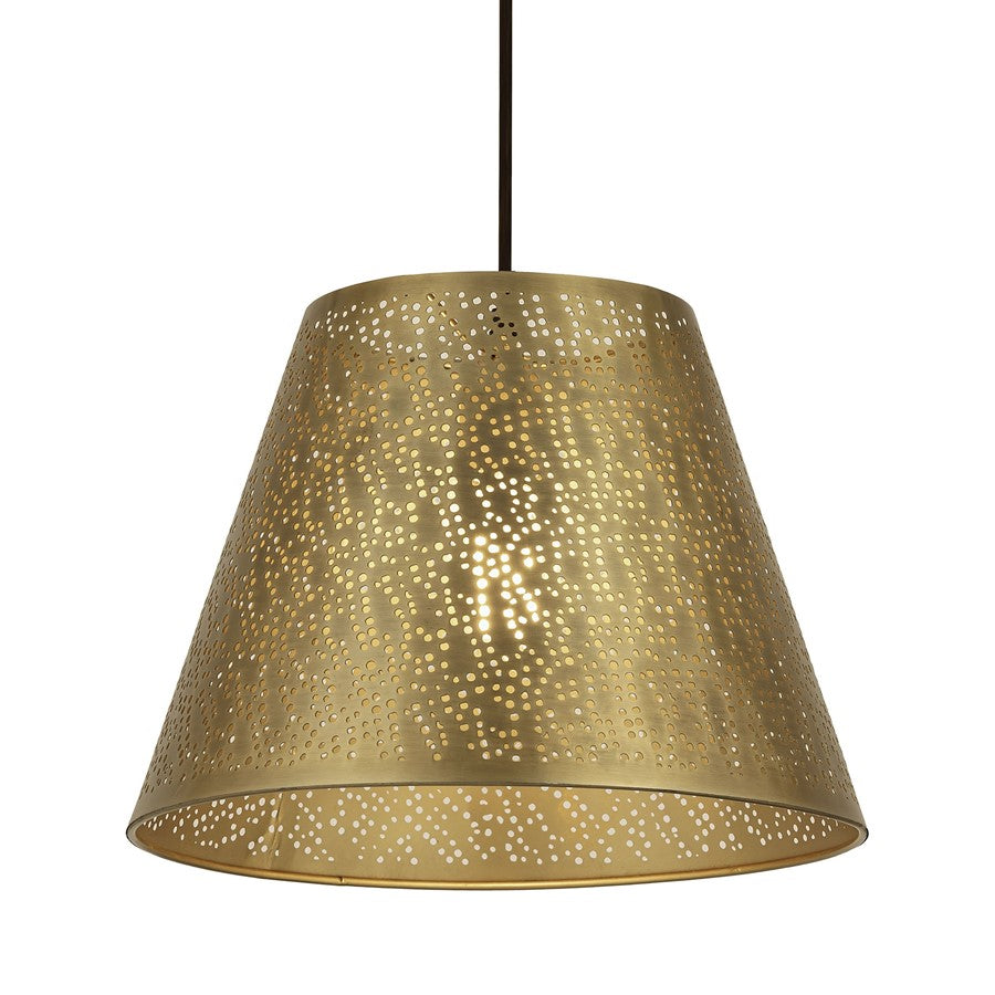 Atlas Lighting Hargen 15in 1-Light Pendant | Transitional Antique Brass and Gold Metal | Kitchen Island & Dining Room | Model CL11775-BS