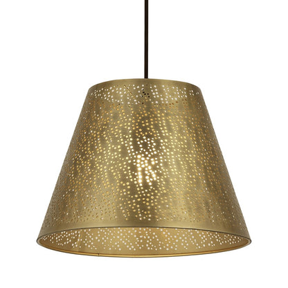 Atlas Lighting Hargen 15in 1-Light Pendant | Transitional Antique Brass and Gold Metal | Kitchen Island & Dining Room | Model CL11775-BS