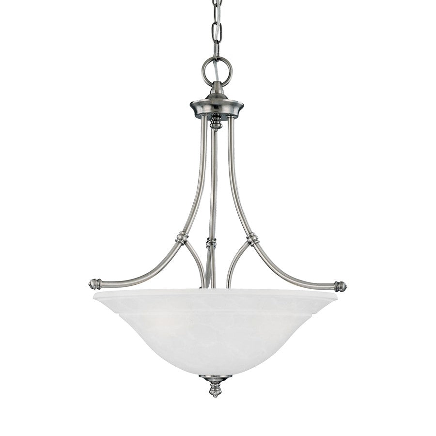 Atlas Lighting Harmony 21in 3-Light Pendant | Traditional Satin Pewter and White Glass | Kitchen Island & Dining Room | Model CL11776-SV