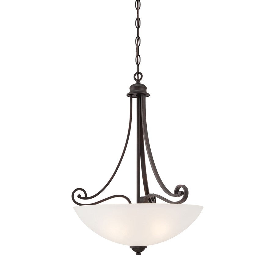 Atlas Lighting Haven 16.75in 3-Light Pendant | Traditional Espresso and White Glass | Kitchen Island & Dining Room | Model CL11777-BN