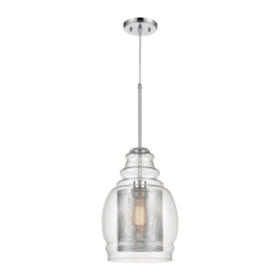 Atlas Lighting Herndon 11in 1-Light Pendant | Modern Polished Chrome and Clear Glass | Kitchen Island & Dining Room | Model CL11778-CH