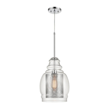 Atlas Lighting Herndon 11in 1-Light Pendant | Modern Polished Chrome and Clear Glass | Kitchen Island & Dining Room | Model CL11778-CH
