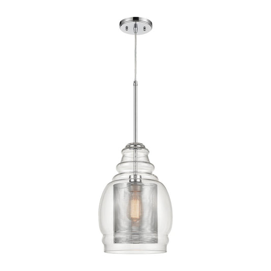 Atlas Lighting Herndon 11in 1-Light Pendant | Modern Polished Chrome and Clear Glass | Kitchen Island & Dining Room | Model CL11778-CH