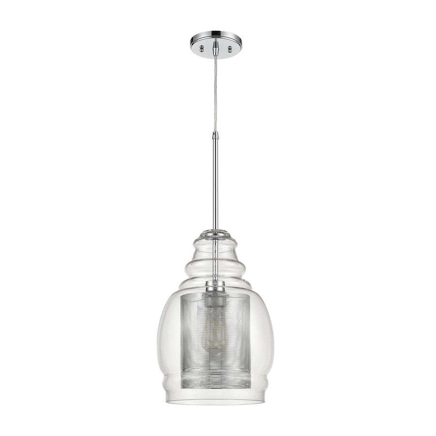 Atlas Lighting Herndon 11in 1-Light Pendant | Modern Polished Chrome and Clear Glass | Kitchen Island & Dining Room | Model CL11778-CH