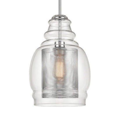 Atlas Lighting Herndon 11in 1-Light Pendant | Modern Polished Chrome and Clear Glass | Kitchen Island & Dining Room | Model CL11778-CH