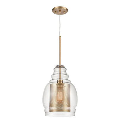 Atlas Lighting Herndon 11in 1-Light Pendant | Antique Gold and Clear Glass | Kitchen Island & Dining Room | 11 x 11 x 16 in | Model CL11778-GD