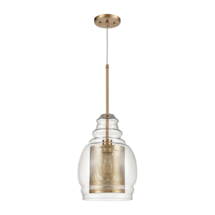 Atlas Lighting Herndon 11in 1-Light Pendant | Antique Gold and Clear Glass | Kitchen Island & Dining Room | 11 x 11 x 16 in | Model CL11778-GD