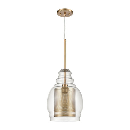 Atlas Lighting Herndon 11in 1-Light Pendant | Antique Gold and Clear Glass | Kitchen Island & Dining Room | 11 x 11 x 16 in | Model CL11778-GD