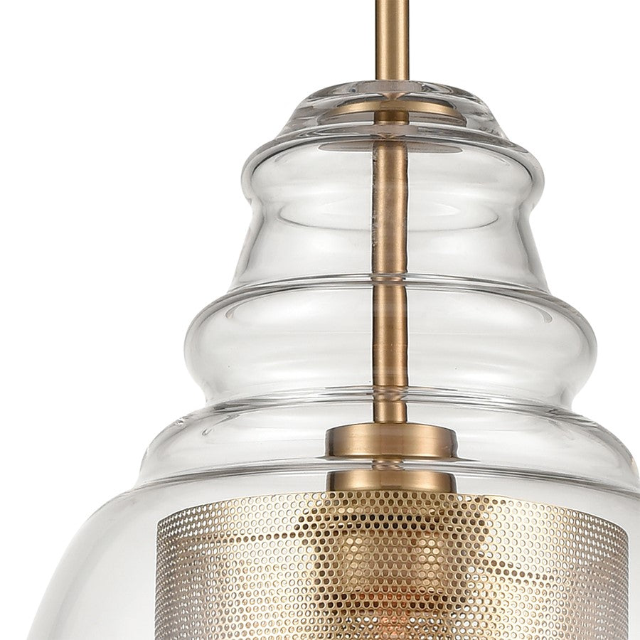 Atlas Lighting Herndon 11in 1-Light Pendant | Antique Gold and Clear Glass | Kitchen Island & Dining Room | 11 x 11 x 16 in | Model CL11778-GD