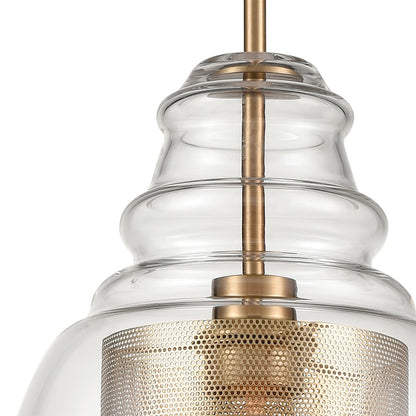 Atlas Lighting Herndon 11in 1-Light Pendant | Antique Gold and Clear Glass | Kitchen Island & Dining Room | 11 x 11 x 16 in | Model CL11778-GD