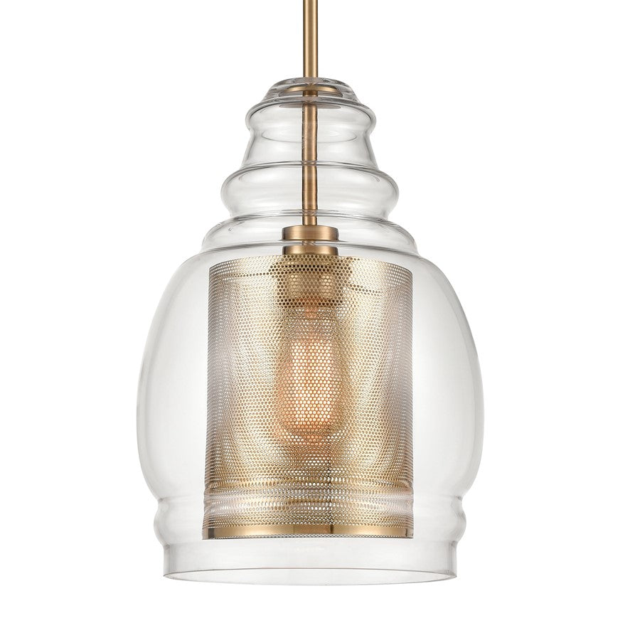 Atlas Lighting Herndon 11in 1-Light Pendant | Antique Gold and Clear Glass | Kitchen Island & Dining Room | 11 x 11 x 16 in | Model CL11778-GD
