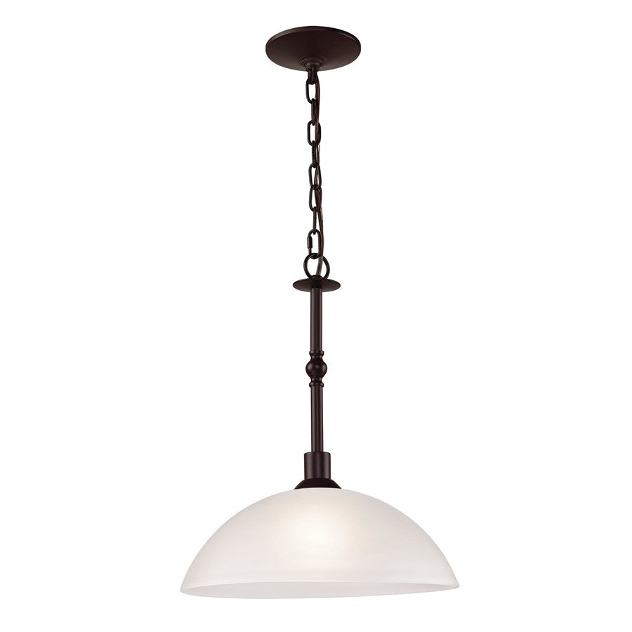 Atlas Lighting Jackson 14in 1-Light Pendant | Transitional Oil Rubbed Bronze and White Frosted Glass | Kitchen Island & Dining | Model CL11782-BZ