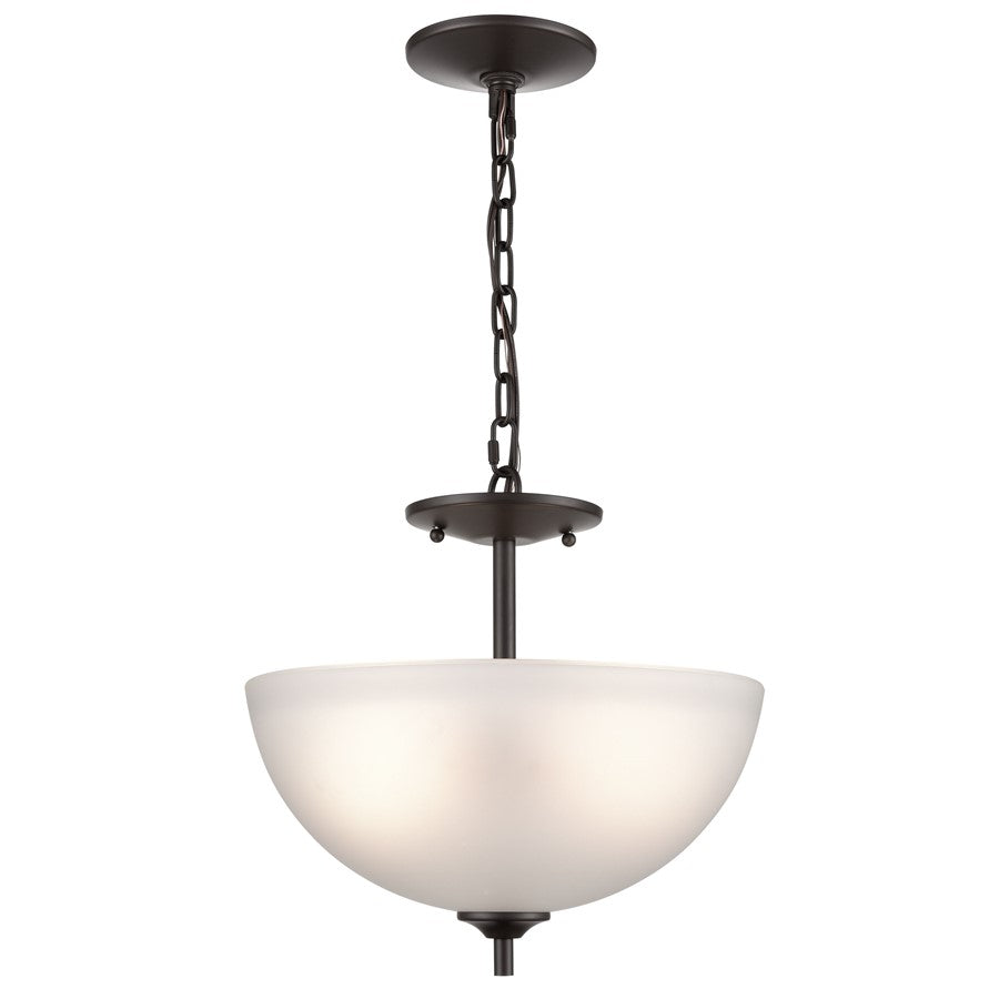Atlas Lighting Jackson 14in 2-Light Pendant | Transitional Oil Rubbed Bronze and White Frosted Glass | Kitchen Island & Dining | Model CL11783-BZ