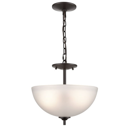 Atlas Lighting Jackson 14in 2-Light Pendant | Transitional Oil Rubbed Bronze and White Frosted Glass | Kitchen Island & Dining | Model CL11783-BZ