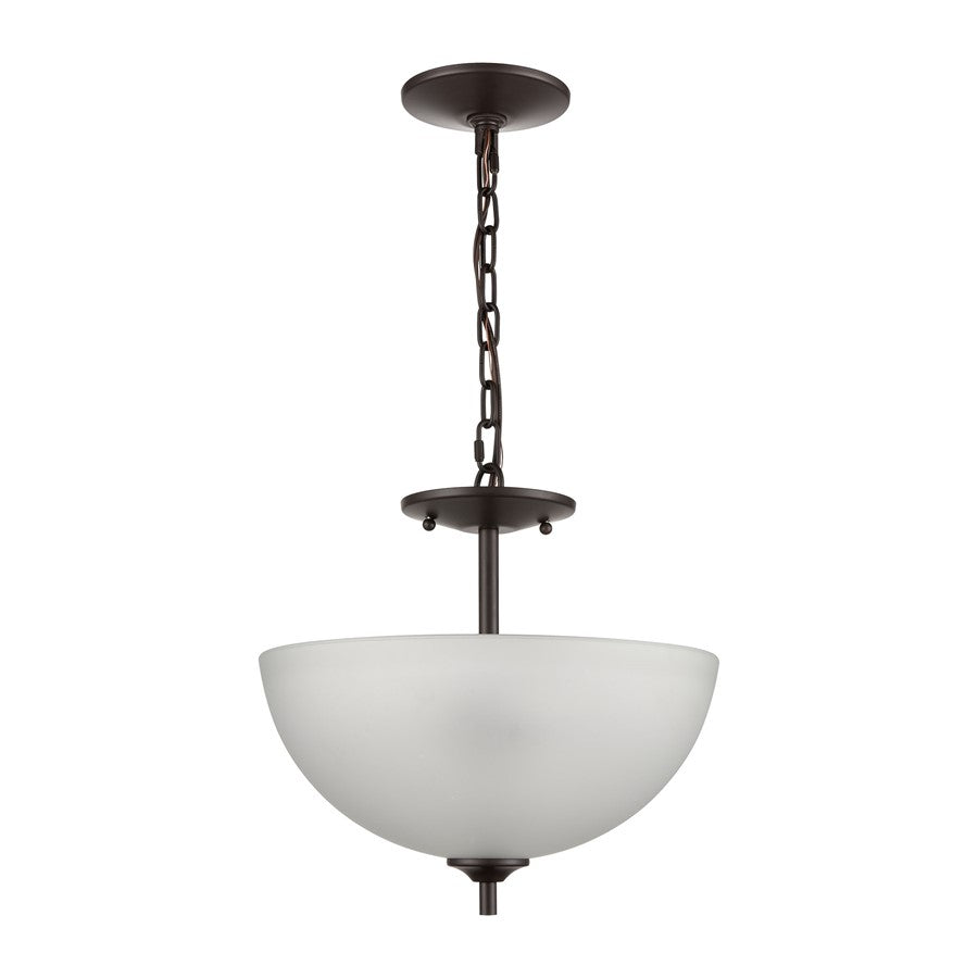Atlas Lighting Jackson 14in 2-Light Pendant | Transitional Oil Rubbed Bronze and White Frosted Glass | Kitchen Island & Dining | Model CL11783-BZ