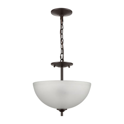 Atlas Lighting Jackson 14in 2-Light Pendant | Transitional Oil Rubbed Bronze and White Frosted Glass | Kitchen Island & Dining | Model CL11783-BZ