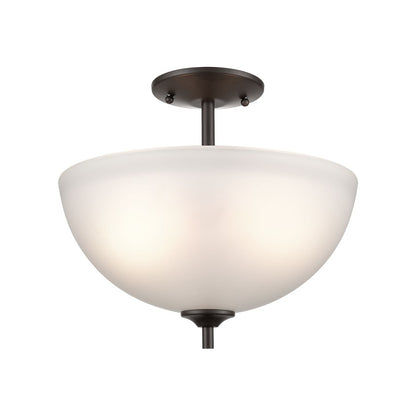 Atlas Lighting Jackson 14in 2-Light Pendant | Transitional Oil Rubbed Bronze and White Frosted Glass | Kitchen Island & Dining | Model CL11783-BZ
