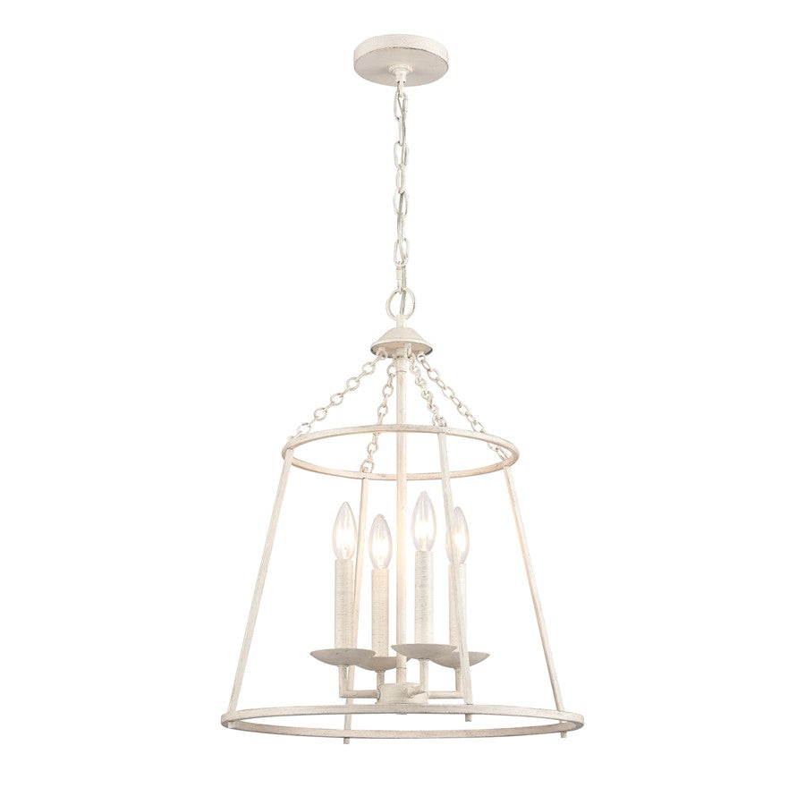 Atlas Lighting Joanie 17in 4-Light Pendant | Transitional Antique White Open Lantern | Kitchen Island & Dining Room | Model CL11784-WH