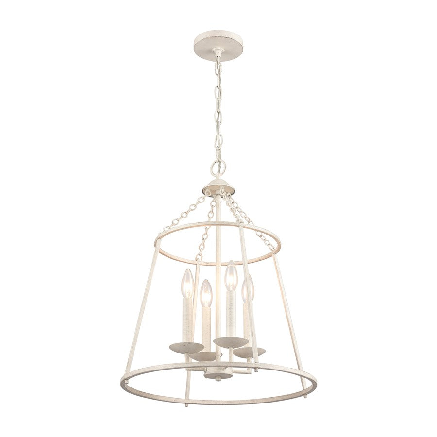 Atlas Lighting Joanie 17in 4-Light Pendant | Transitional Antique White Open Lantern | Kitchen Island & Dining Room | Model CL11784-WH