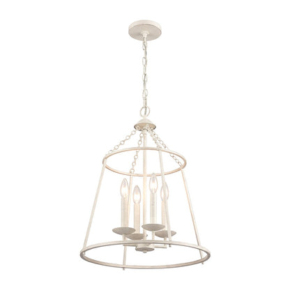 Atlas Lighting Joanie 17in 4-Light Pendant | Transitional Antique White Open Lantern | Kitchen Island & Dining Room | Model CL11784-WH