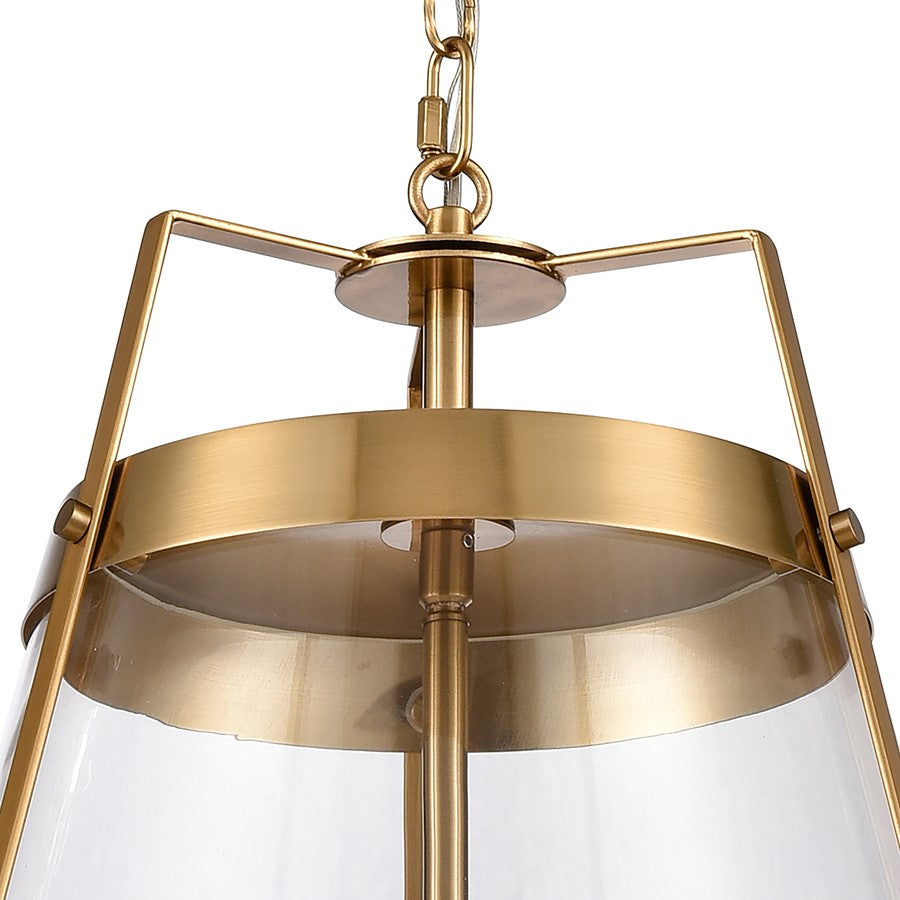 Atlas Lighting Judy 16in 3-Light Pendant | Transitional Satin Brass and Clear Glass | Kitchen Island & Dining Room | Model CL11785-BS