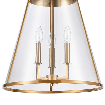 Atlas Lighting Judy 16in 3-Light Pendant | Transitional Satin Brass and Clear Glass | Kitchen Island & Dining Room | Model CL11785-BS