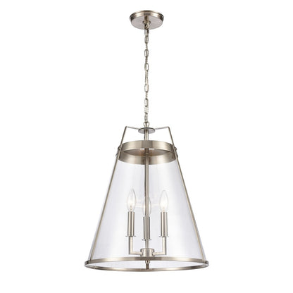 Atlas Lighting Judy 16in 3-Light Pendant | Transitional Satin Nickel and Clear Glass | Kitchen Island & Dining Room | Model CL11785-SV