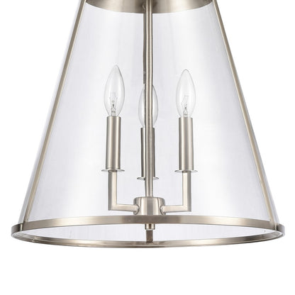 Atlas Lighting Judy 16in 3-Light Pendant | Transitional Satin Nickel and Clear Glass | Kitchen Island & Dining Room | Model CL11785-SV