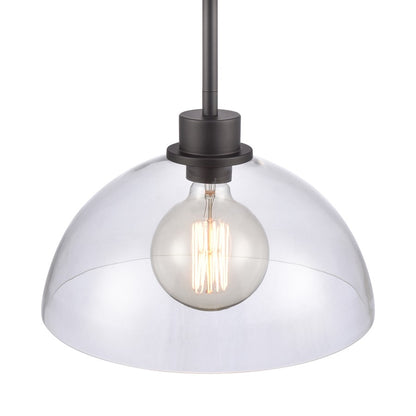 Atlas Lighting Julian 14in 1-Light Pendant | Transitional Matte Black and Clear Glass | Kitchen Island & Dining Room | Model CL11786-BK