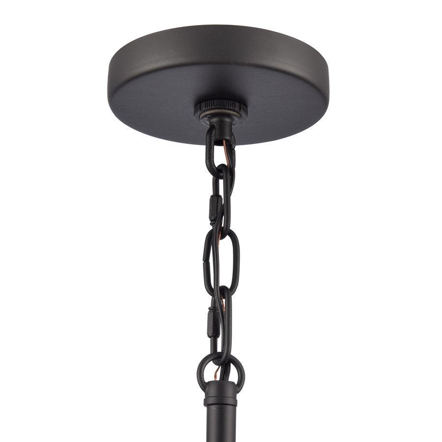 Atlas Lighting Julian 14in 1-Light Pendant | Transitional Matte Black and Clear Glass | Kitchen Island & Dining Room | Model CL11786-BK
