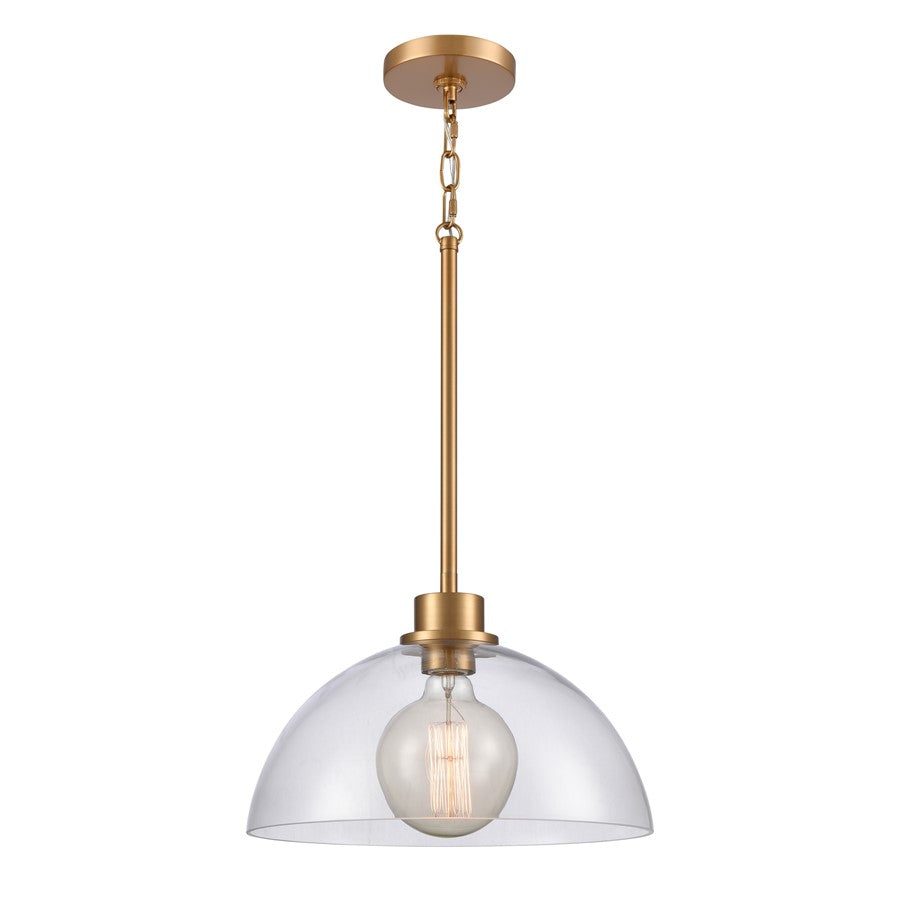Atlas Lighting Julian 14in 1-Light Pendant | Transitional Brushed Gold and Clear Glass | Kitchen Island & Dining Room | Model CL11786-GD