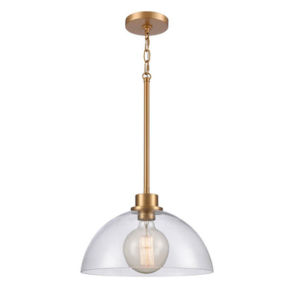Atlas Lighting Julian 14in 1-Light Pendant | Transitional Brushed Gold and Clear Glass | Kitchen Island & Dining Room | Model CL11786-GD