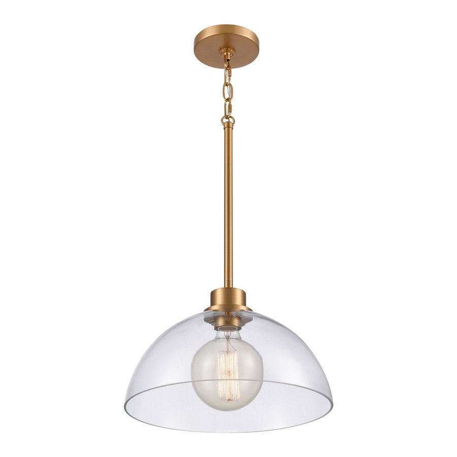 Atlas Lighting Julian 14in 1-Light Pendant | Transitional Brushed Gold and Clear Glass | Kitchen Island & Dining Room | Model CL11786-GD