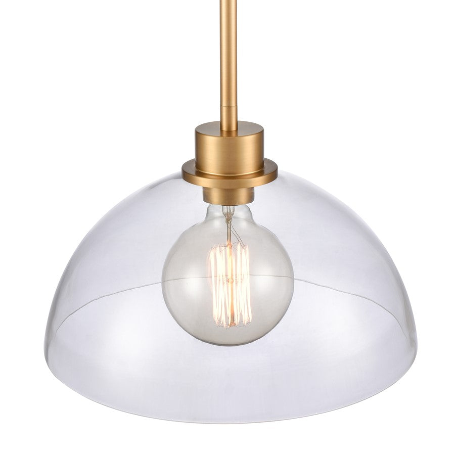 Atlas Lighting Julian 14in 1-Light Pendant | Transitional Brushed Gold and Clear Glass | Kitchen Island & Dining Room | Model CL11786-GD