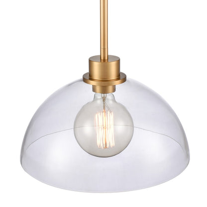 Atlas Lighting Julian 14in 1-Light Pendant | Transitional Brushed Gold and Clear Glass | Kitchen Island & Dining Room | Model CL11786-GD