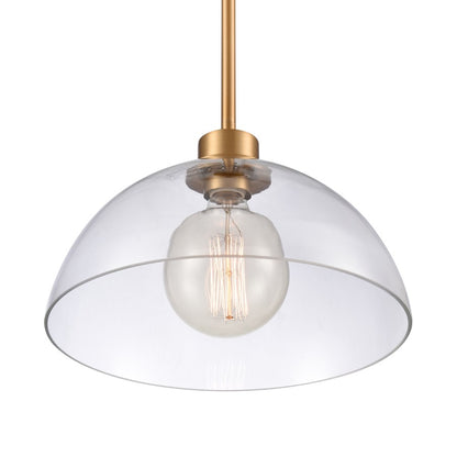 Atlas Lighting Julian 14in 1-Light Pendant | Transitional Brushed Gold and Clear Glass | Kitchen Island & Dining Room | Model CL11786-GD