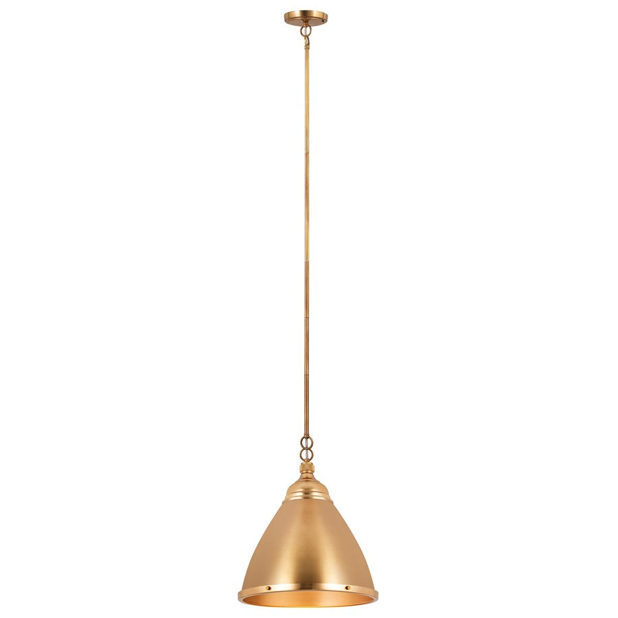 Atlas Lighting Katelyn 15in 1-Light Pendant | Industrial Satin Brass Metal | Kitchen Island & Dining Room | 15 x 15 x 16 in | Model CL11787-BS