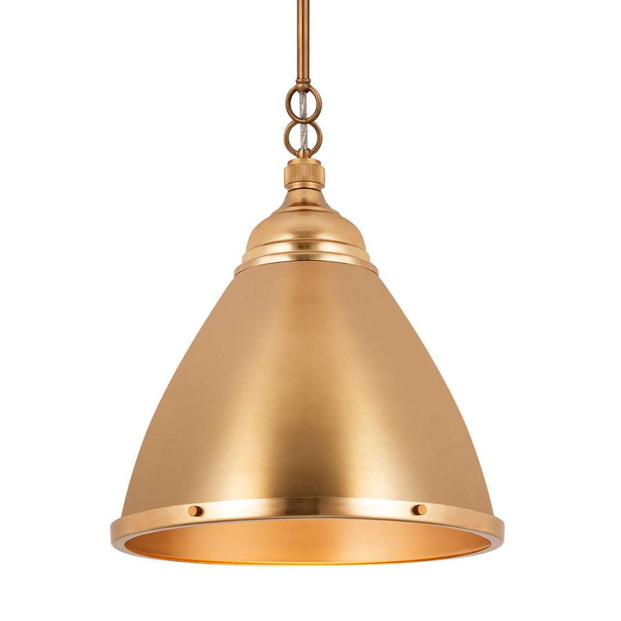 Atlas Lighting Katelyn 15in 1-Light Pendant | Industrial Satin Brass Metal | Kitchen Island & Dining Room | 15 x 15 x 16 in | Model CL11787-BS