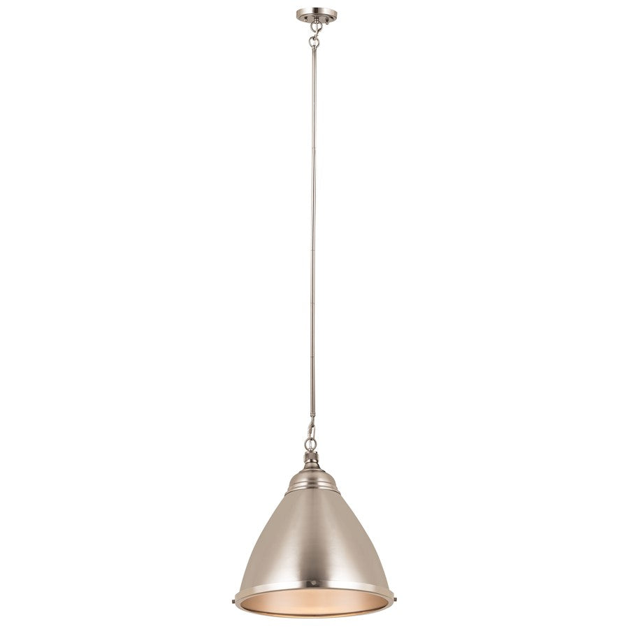 Atlas Lighting Katelyn 15in 1-Light Pendant | Transitional Brushed Steel Metal | Kitchen Island & Dining Room | 15 x 15 x 16 in | Model CL11787-SV
