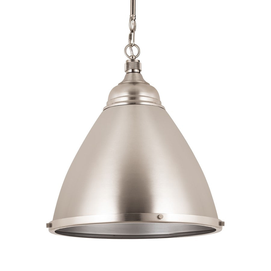 Atlas Lighting Katelyn 15in 1-Light Pendant | Transitional Brushed Steel Metal | Kitchen Island & Dining Room | 15 x 15 x 16 in | Model CL11787-SV