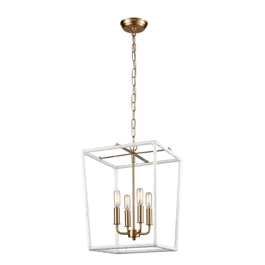 Atlas Lighting Kingdom 14in 4-Light Pendant | Transitional Aged Brass and White Metal | Kitchen Island & Dining Room | Model CL11788-BS