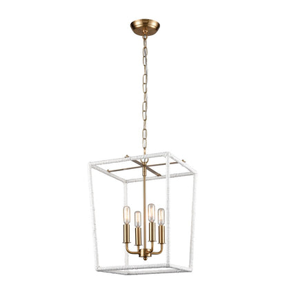 Atlas Lighting Kingdom 14in 4-Light Pendant | Transitional Aged Brass and White Metal | Kitchen Island & Dining Room | Model CL11788-BS