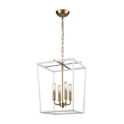 Atlas Lighting Kingdom 14in 4-Light Pendant | Transitional Aged Brass and White Metal | Kitchen Island & Dining Room | Model CL11788-BS