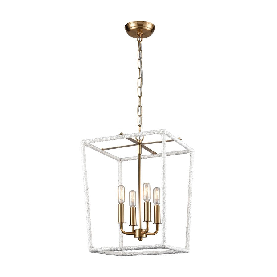 Atlas Lighting Kingdom 14in 4-Light Pendant | Transitional Aged Brass and White Metal | Kitchen Island & Dining Room | Model CL11788-BS