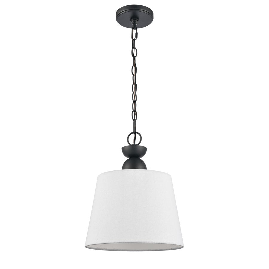 Atlas Lighting Kistler 12in 1-Light Pendant | Transitional Charcoal and White Fabric | Kitchen Island & Dining Room | Model CL11789-BK