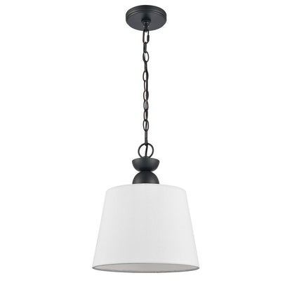 Atlas Lighting Kistler 12in 1-Light Pendant | Transitional Charcoal and White Fabric | Kitchen Island & Dining Room | Model CL11789-BK